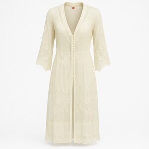 Yantha Lace‎ Embroidered Long Duster Kimono Size M Western Boho Cowgirl